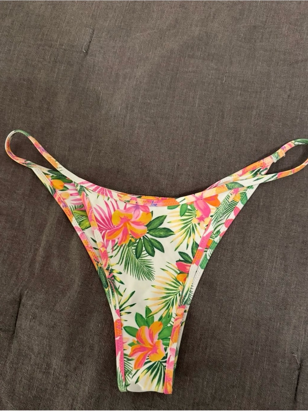 Kulani Kinis White Tropical Floral High-Cut Bikini Bottom